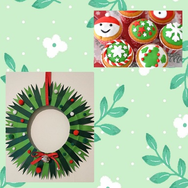 Couronne de Noël et Décoration de cupcakes