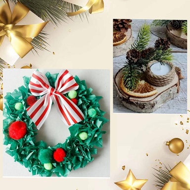 Couronne de Noël en papier et décoration de l'Avent